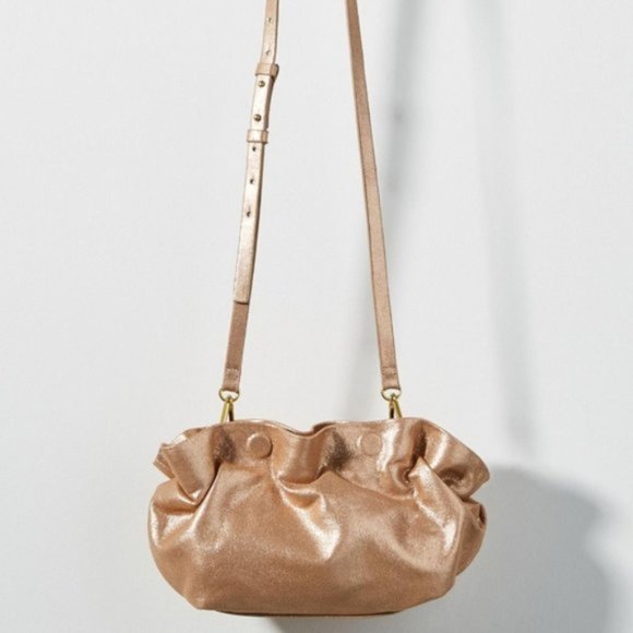 Anthropologie Handbags - By Anthropologie Gold Jory Metallic Clutch Bag